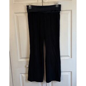 Victorias Secret PINK Y2K Yoga Pants Black Foldover Flare Leg Love Pink Logo L
